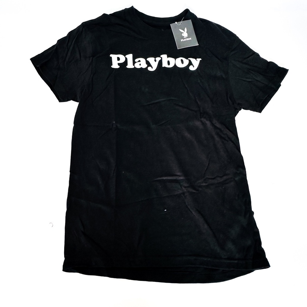 NEW Playboy Black T-Shirt White Retro Graphic Men's Small Original $35